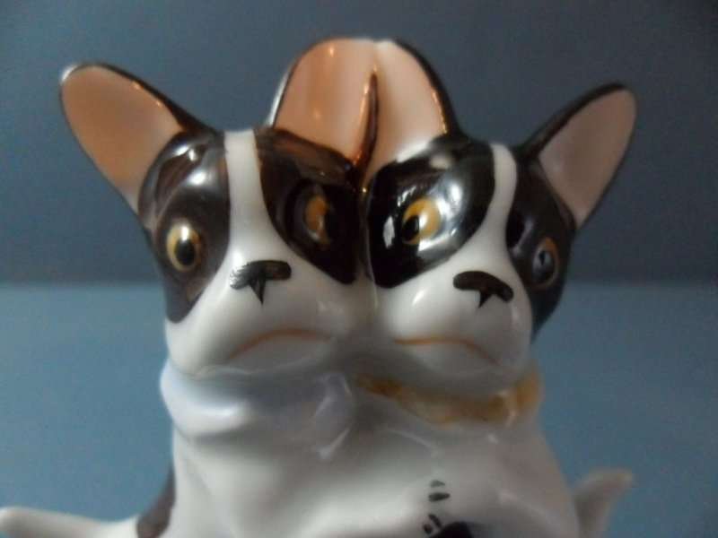 Dancing Pair of Very Old German Porcelain French Bulldogs FIG13025