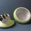 French Bulldog Green Handpainted Porcelain Box