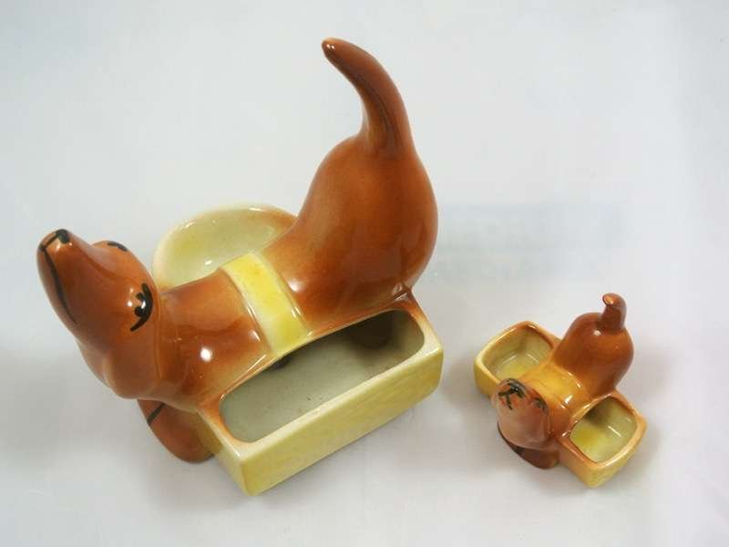 Vintage McCoy Dachsund Dresser Caddy and Matching 
