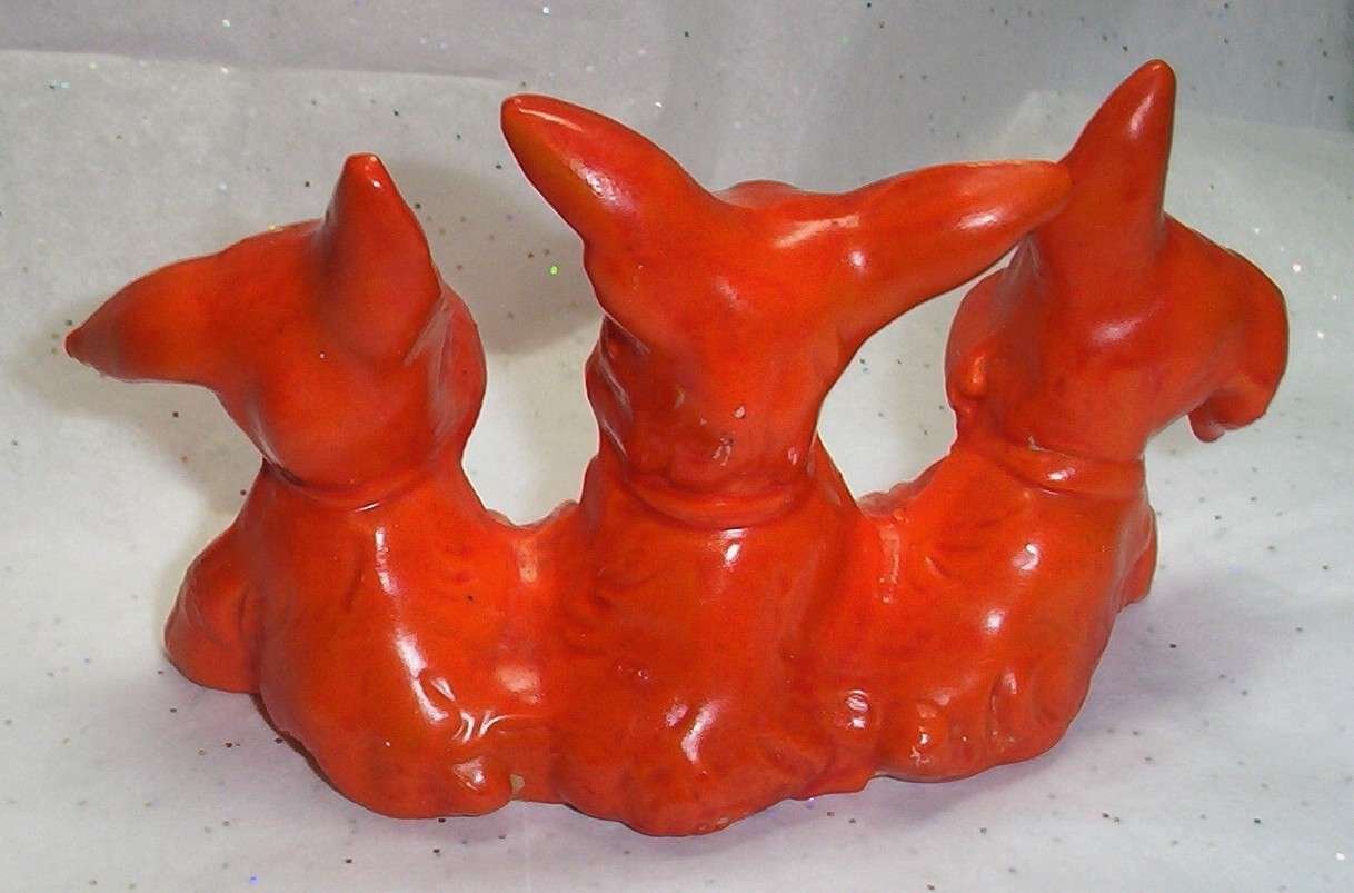 Vintage Trio of Orange Scottish Terrier Dogs c. 1940's CRM-2175