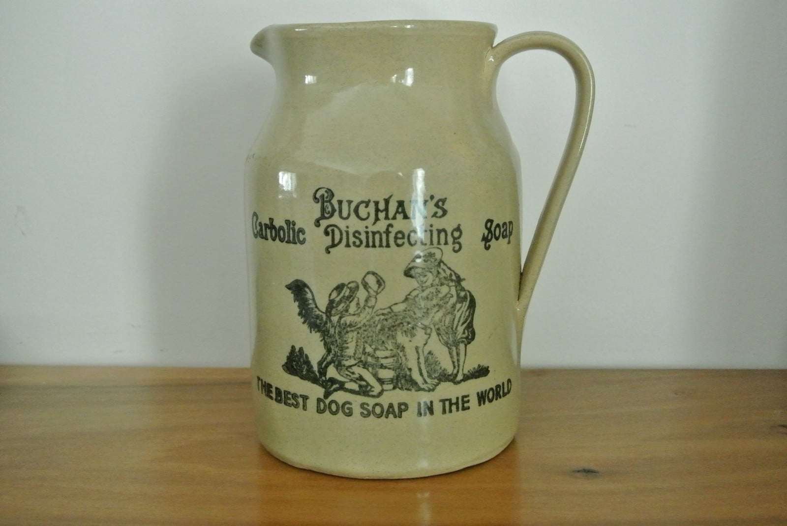 Moira Stoneware Pitcher Advertising Buchans Best Dog Soap
