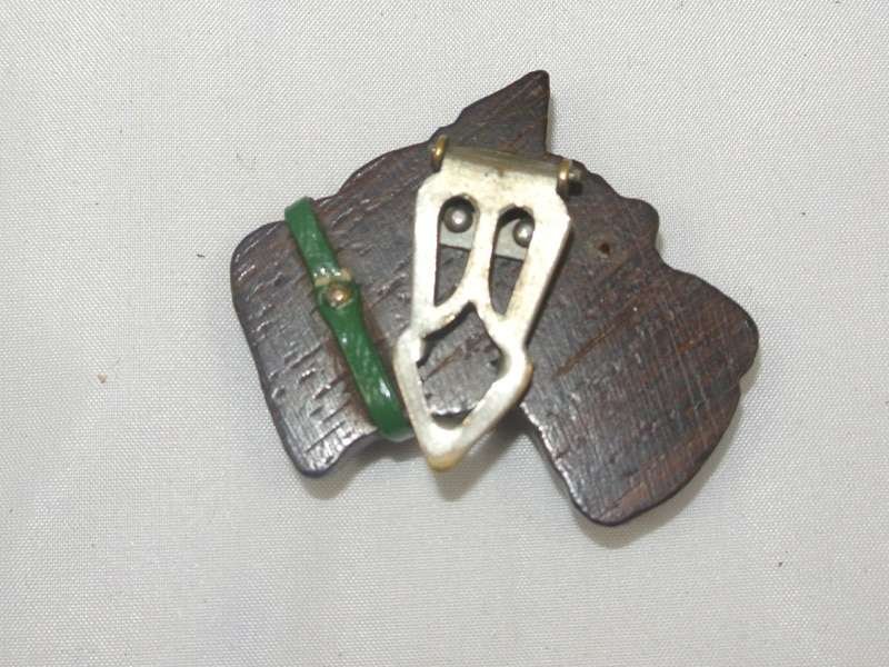 Vintage Wood Hand-Carved Scottie Dog Cuff Bracelet and Matching Dress Clip #1 - A Dogs Tale Collectibles