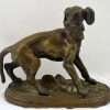 Antique Pierre Jules Mene Signed Bronze Setter Dog French 1810-1879