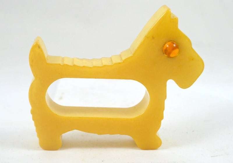 Vintage Butterscotch Bakelite Scottie Dog Napkin Ring 1930's - 1950's #2 - A Dogs Tale Collectibles
