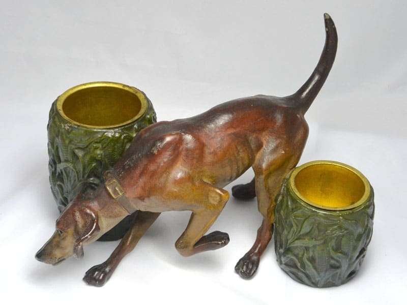 Vintage Cast Iron Figural Hunting Dog Matchstick/Cigar Holder CRM-2184