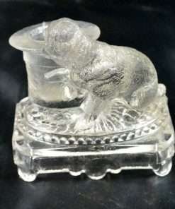 Antique Belmont Glass Pug Dog Toothpick Holder Collectible Back