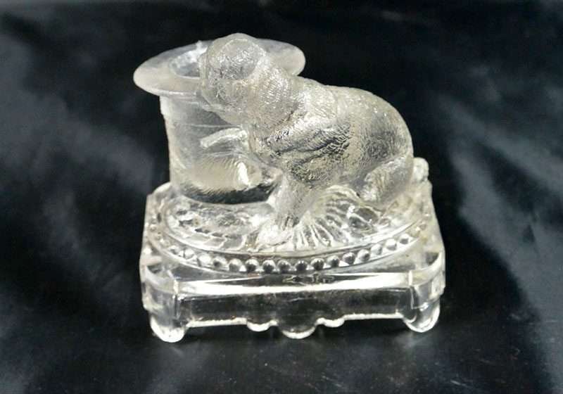 Antique Belmont Glass Pug Dog Toothpick Holder Collectible Back