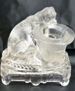 Antique Belmont Glass Pug Dog Toothpick Holder Collectible