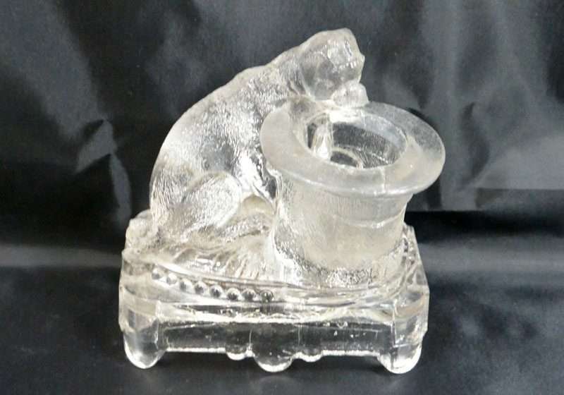 Antique Belmont Glass Pug Dog Toothpick Holder Collectible