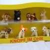 Steiff Dog Wooden Display Case Complete with 8 Miniature Mohair Dogs Mint