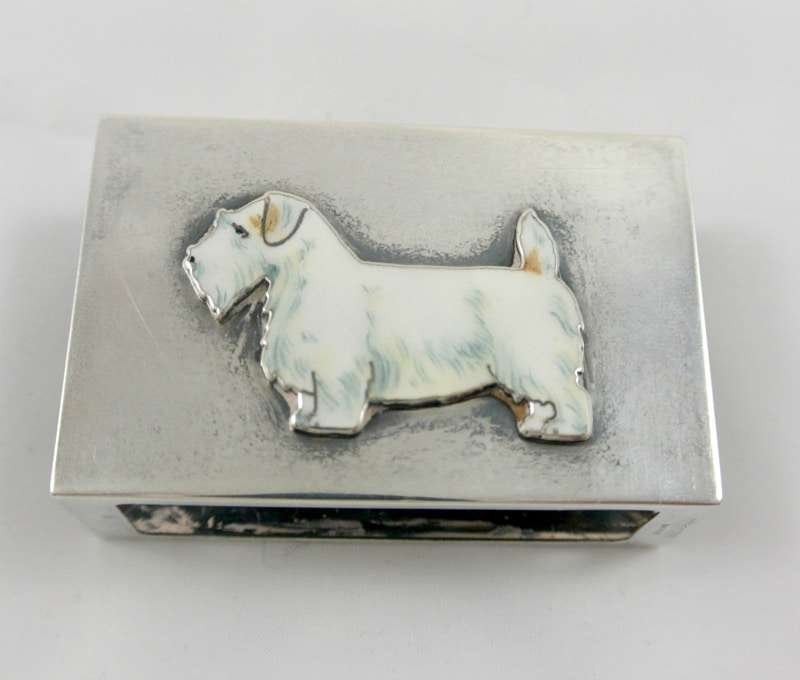 Vintage Sterling Udall & Ballou Westie Matchbook Holder 1930's-1940's #2 - A Dogs Tale Collectibles