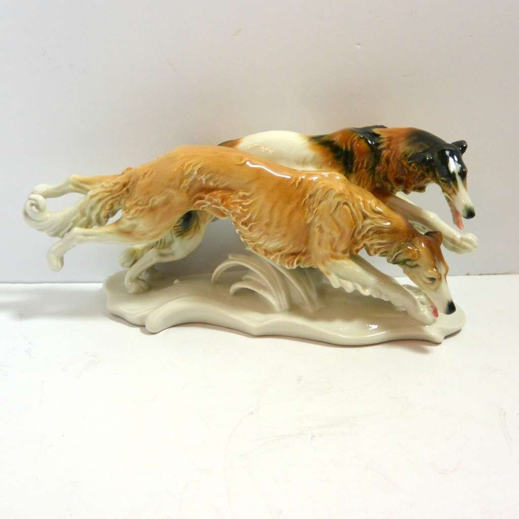 Karl Ens Borzoi Russian Wolfhound Dog Pair c. 1919 - 1930 CRM-2280