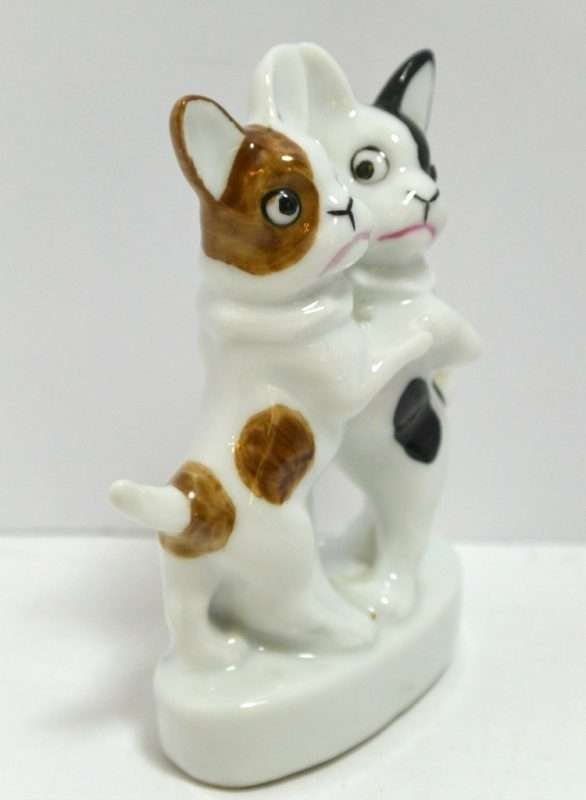 Dancing Pair of German Porcelain French Bulldogs 12- Dog's Tale Collectibles