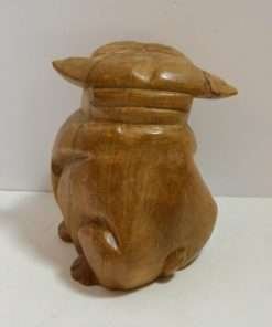 Folk Art Wood Carved Sitting Bulldog back 141- Dog's Tale Collectibles