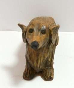 Folk Art Dog Wood Carved Long Front View- Dog's Tale Collectibles