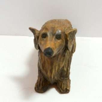 Folk Art Dog Wood Carved Long Front View- Dog's Tale Collectibles