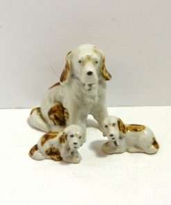 Porcelain Spaniel Mom with Pups Front 301- Dog's Tale Collectibles