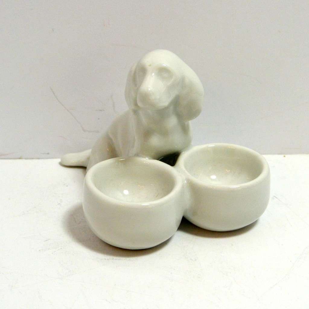 Vintage Ceramic Dog Double Salt Bowls KIT-2127