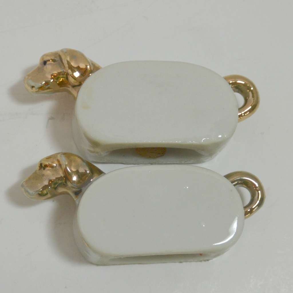 Porcelain Dachshund Dog Salt and Pepper Shakers c. 1960 #5 - A Dogs Tale Collectibles