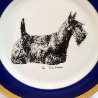 Porcelain Plate with Scottish Terrier Front 454 Small- Dog's Tale Collectibles