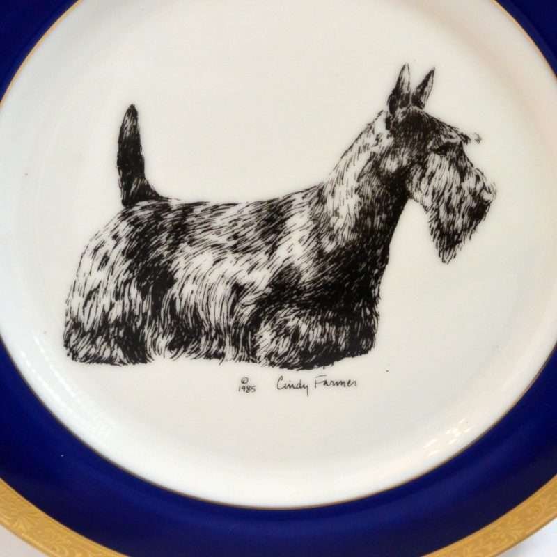 Porcelain Plate with Scottish Terrier Front 454 Small- Dog's Tale Collectibles