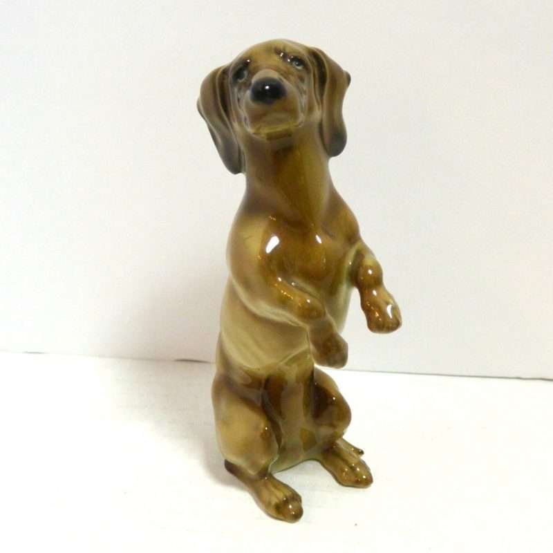 Porcelain Begging Dachshund Dog Front- Dog's Tale Collectibles