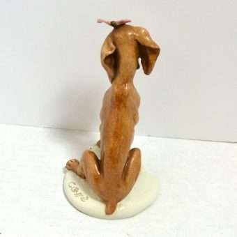 Capodimonte Italian Porcelain Dog with Butterfly Bck- Dog's Tale Collectibles