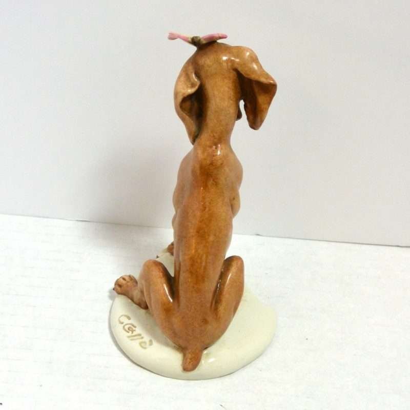 Capodimonte Italian Porcelain Dog with Butterfly Bck- Dog's Tale Collectibles