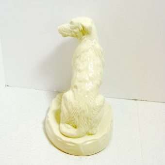 White Belleek Irish Wolfhound Dog Back 1- Dog's Tale Collectibles