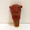 Vintage Carved Wooden Bulldog Head Cork Bottle Stopper