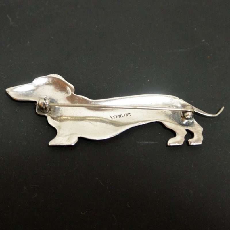 Vintage Sterling Silver Dachshund Dog Back Side- Dog's Tale Collectibles