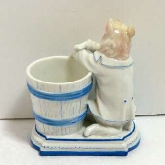 Unique German Porcelain Match Holder Bck- Dog's Tale Collectibles