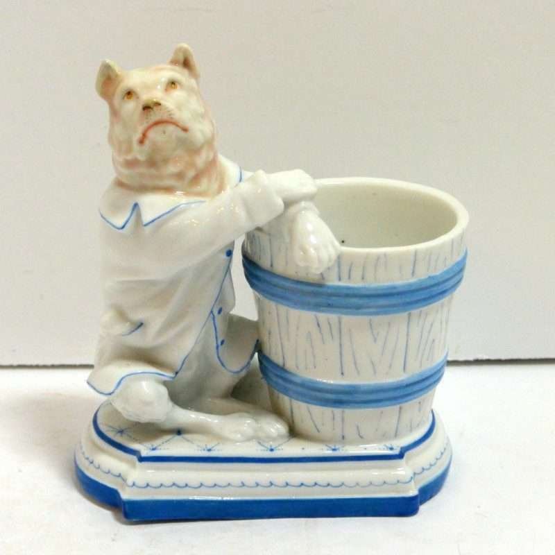 Unique German Porcelain Match Holder Front- Dog's Tale Collectibles
