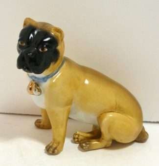 Antique German Dresden Pug Dog Side- Dog's Tale Collectibles