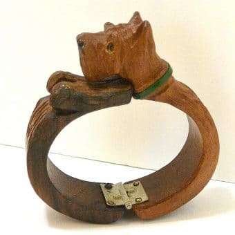 Vintage Wood Scottie Dog Cuff Bracelet