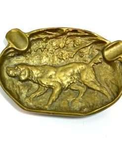 Hunting Dog Brass/Bronze Ashtray small front- Dog's Tale Collectibles
