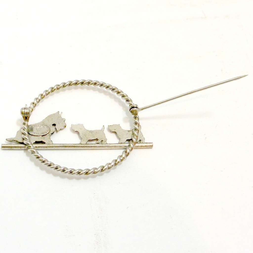 Vintage Sterling Silver Taylord Scottie Dog with Puppies Brooch #5 - A Dogs Tale Collectibles