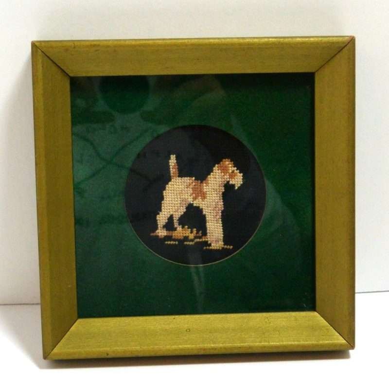 Needlepoint Wire Haired Fox Terrier Dog Front - Dog's Tale Collectibles