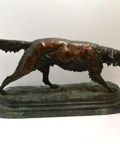 Large Bronze Jules Moigniez Sporting Dog Side 1- Dog's Tale Collectibles