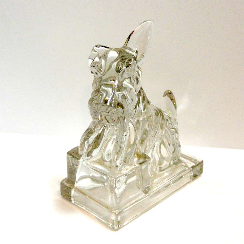 Vintage Cambridge Clear Crystal Scottish Terrier Dog Bookend c.1940-1955 #3 - A Dogs Tale Collectibles