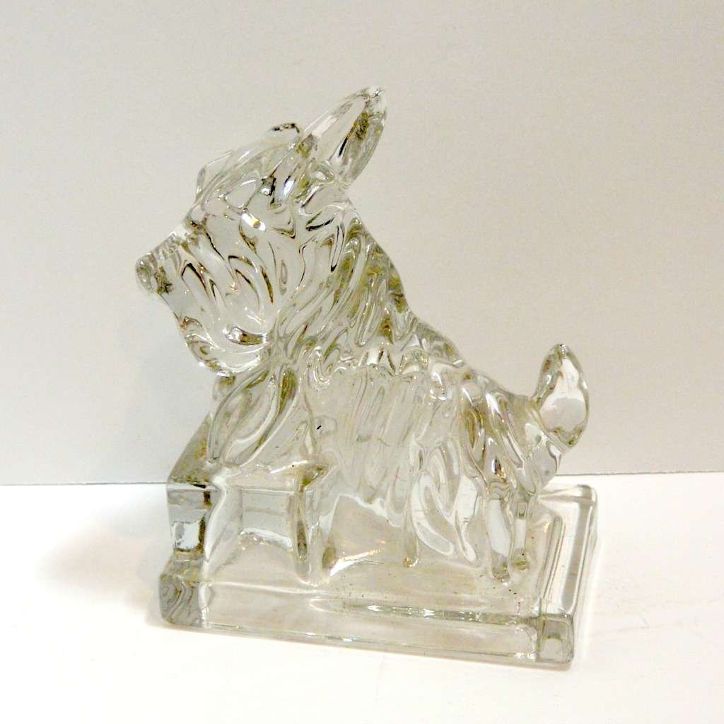 Vintage Cambridge Clear Crystal Scottish Terrier Dog Bookend c.1940-1955 #5 - A Dogs Tale Collectibles