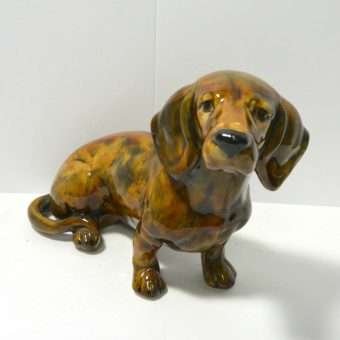 Large Hand-Painted Dachshund Dog Figurine