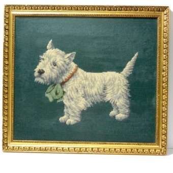 Needlework Westie or Scottie Framed Front 543- Dog's Tale Collectibles