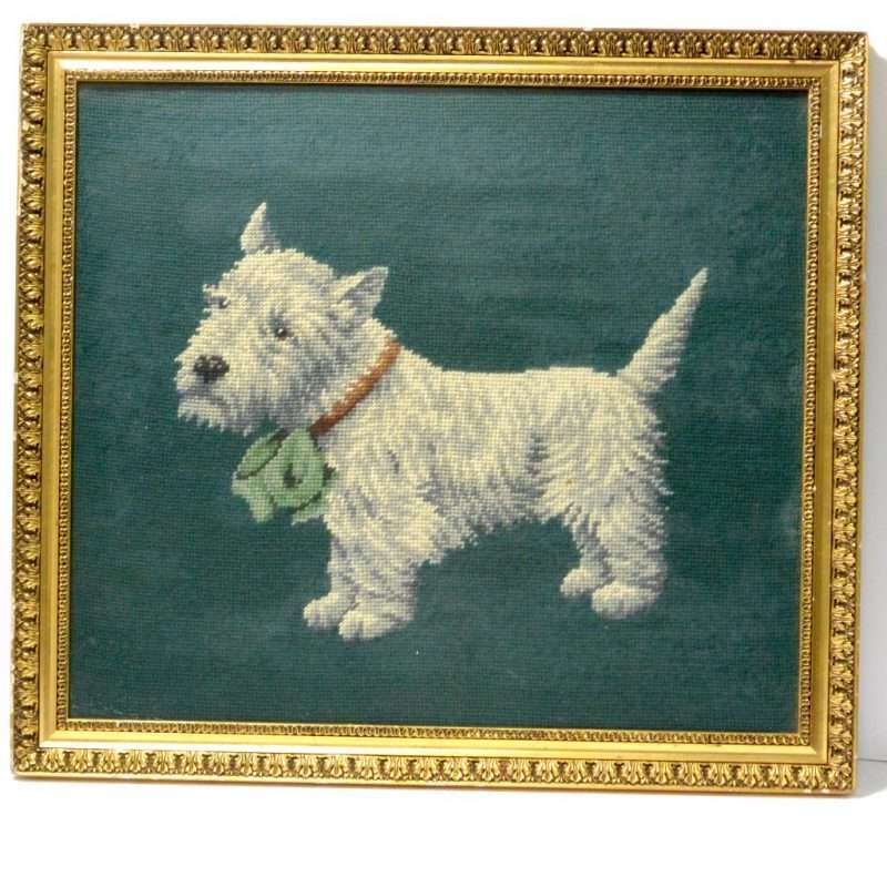 Needlework Westie or Scottie Framed Front 543- Dog's Tale Collectibles