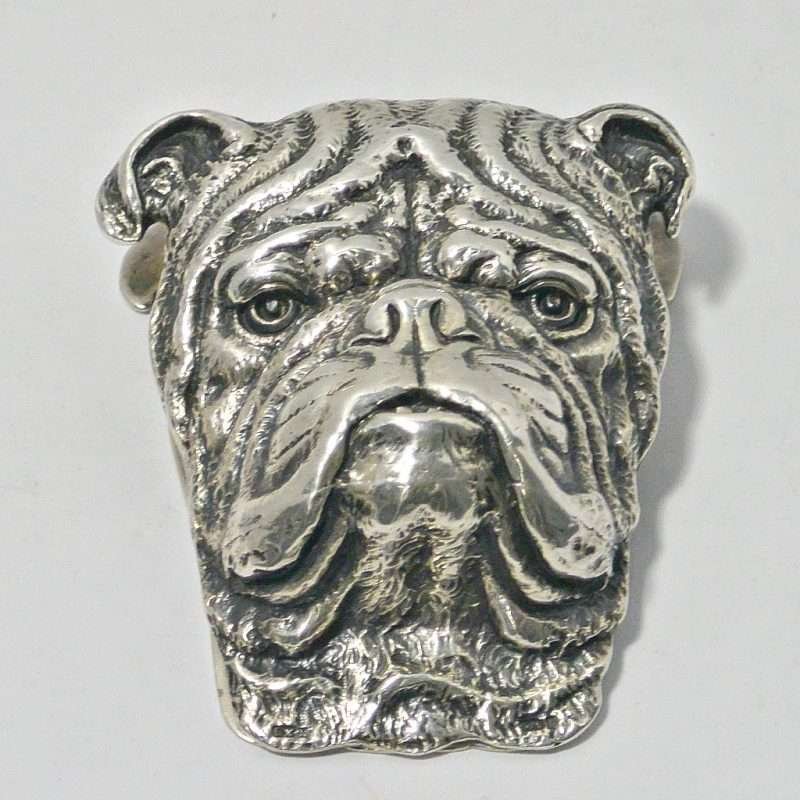Antique Edwardian Sterling Silver Bulldog Front- Dog's Tale Collectibles