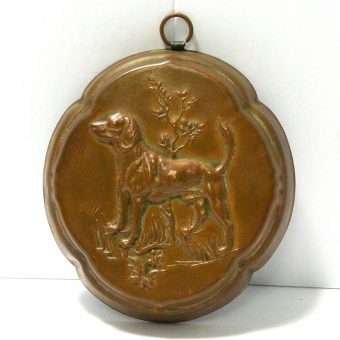Copper Butter Mold with Sporting Dog Bck 957- Dog's Tale Collectibles