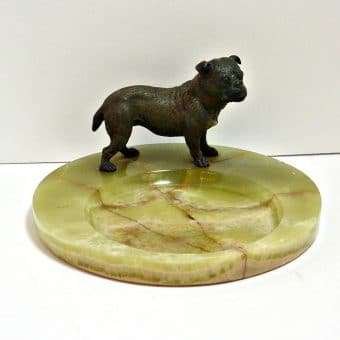 Vienna Bronze Bulldog on Dresser Tray