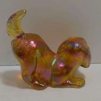 Fenton Gold Carnival Glass Puppy Figurine back