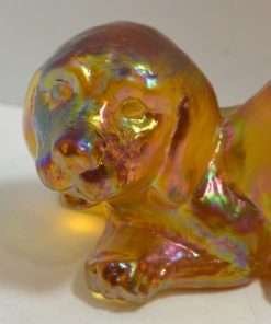 Fenton Gold Carnival Glass Puppy Figurine close