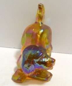 Fenton Gold Carnival Glass Puppy Figurine front